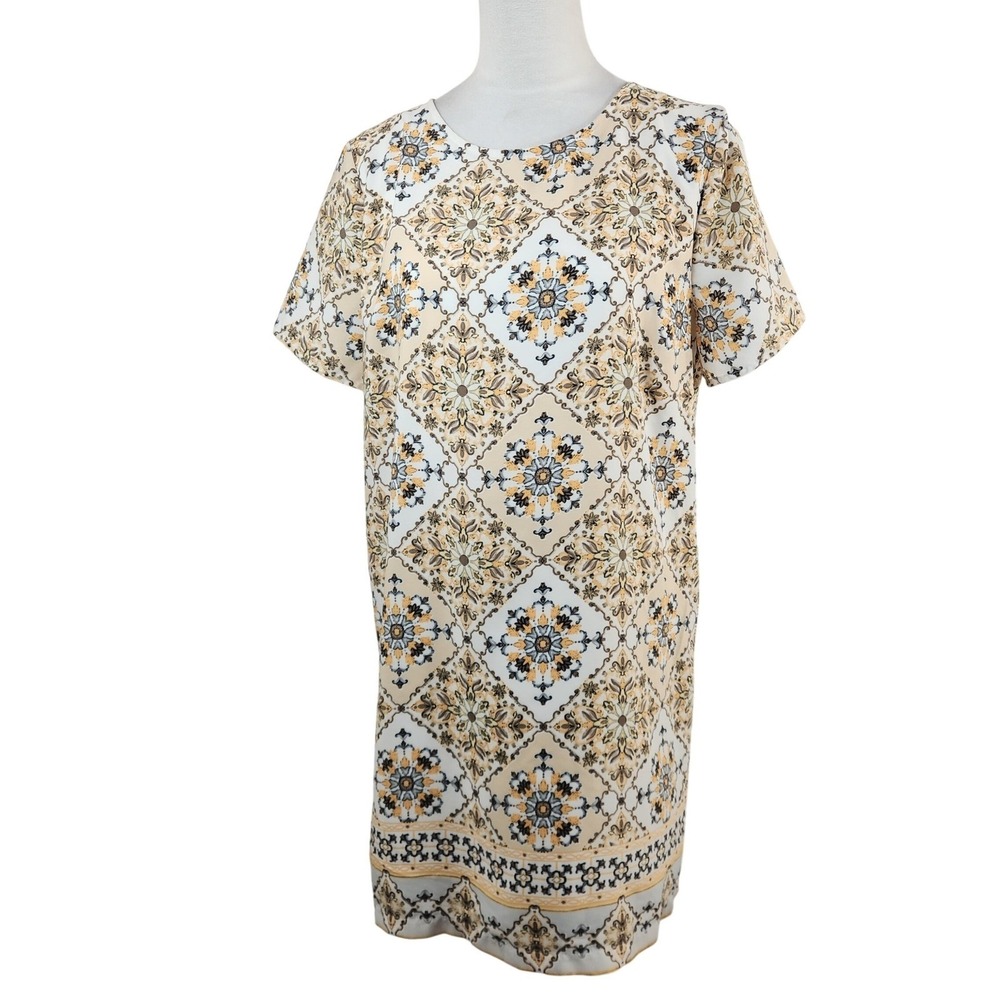 Lulus Dandy Lion Yellow Floral Print Mini Shift Dress Womens Large Cottagecore L